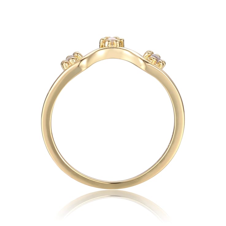 Round White Sapphire 14K Yellow Gold Over Sterling Silver Ring Guard, 0.10ctw