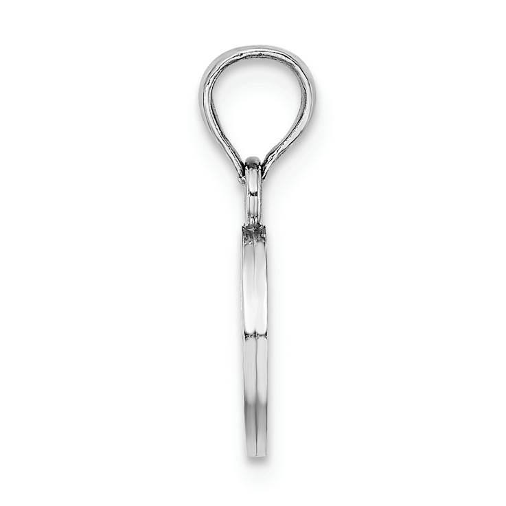 Rhodium Over 14k White Gold Polished Block Letter O Initial Pendant