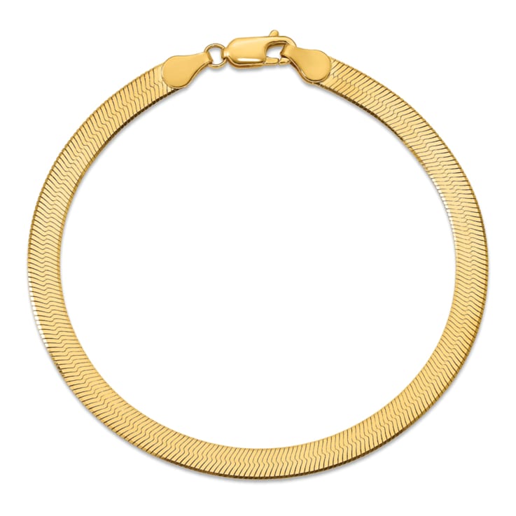 14K Yellow Gold 5mm Silky Herringbone Chain Bracelet