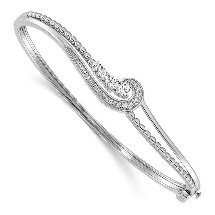 Rhodium Over 14K White Gold Lab Grown Diamond Infinity Double Bracelet
Bangle 0.498ctw