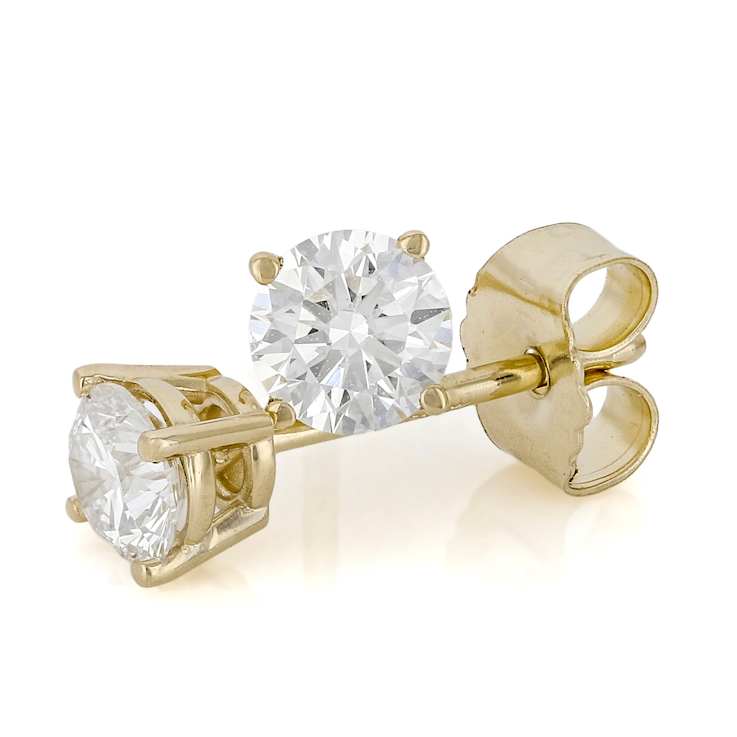 Lab-Grown Diamond Solitaire Stud Earrings 0.50ctw In 10K Yellow Gold