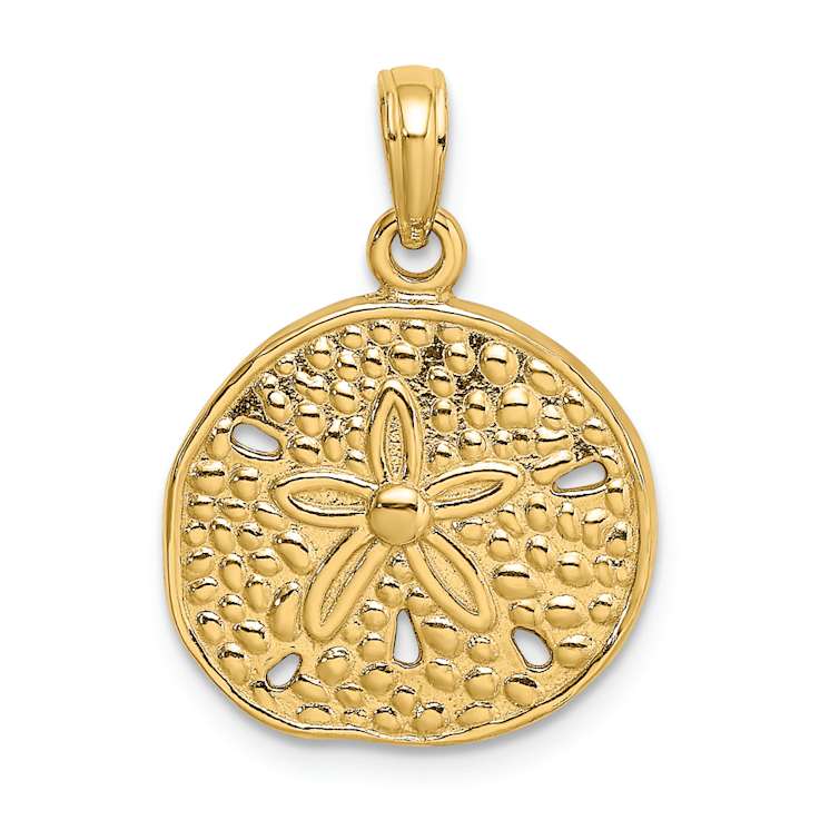 10K Yellow Gold 2D Textured Cut-Out Sand Dollar Charm