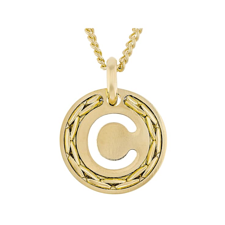 Cardano Initial C Pendant Necklace In 18K Gold Over Bronze