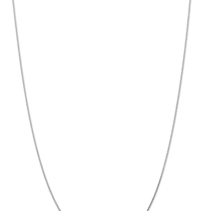 Rhodium Over 14k White Gold 1mm Solid Diamond-Cut Parisian Wheat 30 Inch Chain