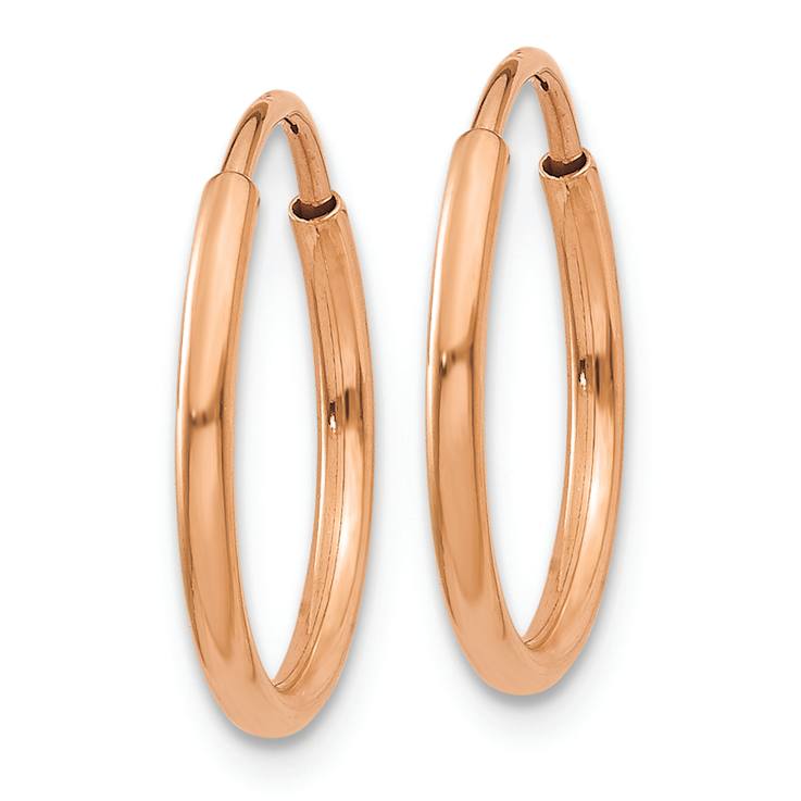 14k Rose Gold 9/16" Polished Endless Hoop Earrings