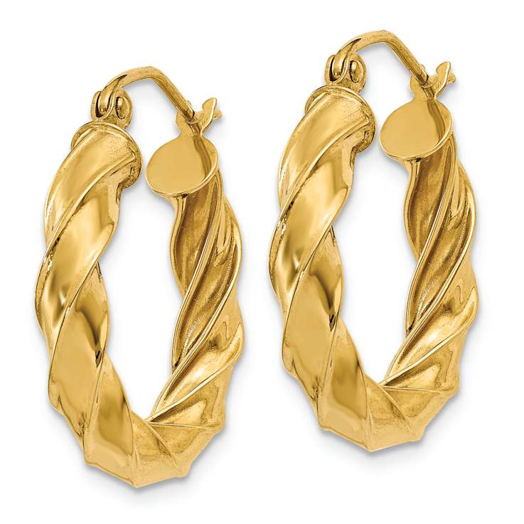 14k Yellow Gold 13/16" Twisted Hoop Earrings