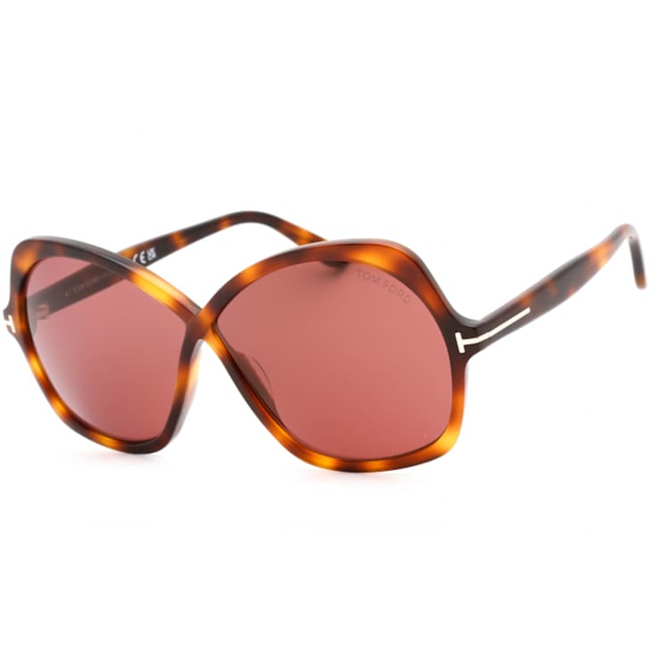 Tom Ford Dark Havana Butterfly Frame / Violet Lenses Sunglasses