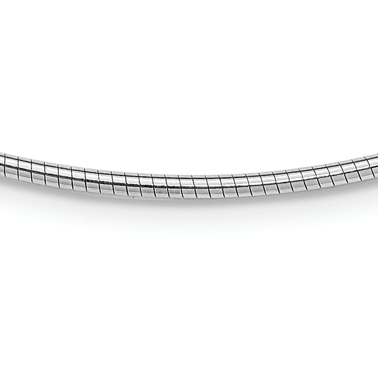 Rhodium Over Sterling Silver 2mm Round with 2 Inch Extension Cubetto Necklace