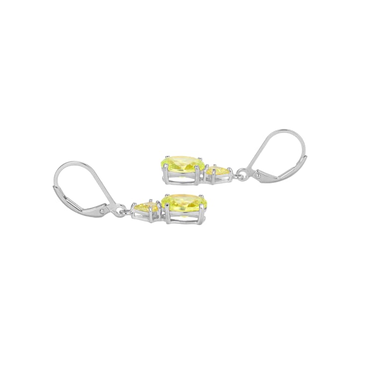 Green Cubic Zirconia Platinum Over Sterling Silver August Birthstone
Earrings 6.51ctw