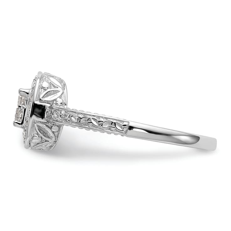Rhodium Over 14K White Gold Diamond Cluster Engagement Ring 0.22ctw