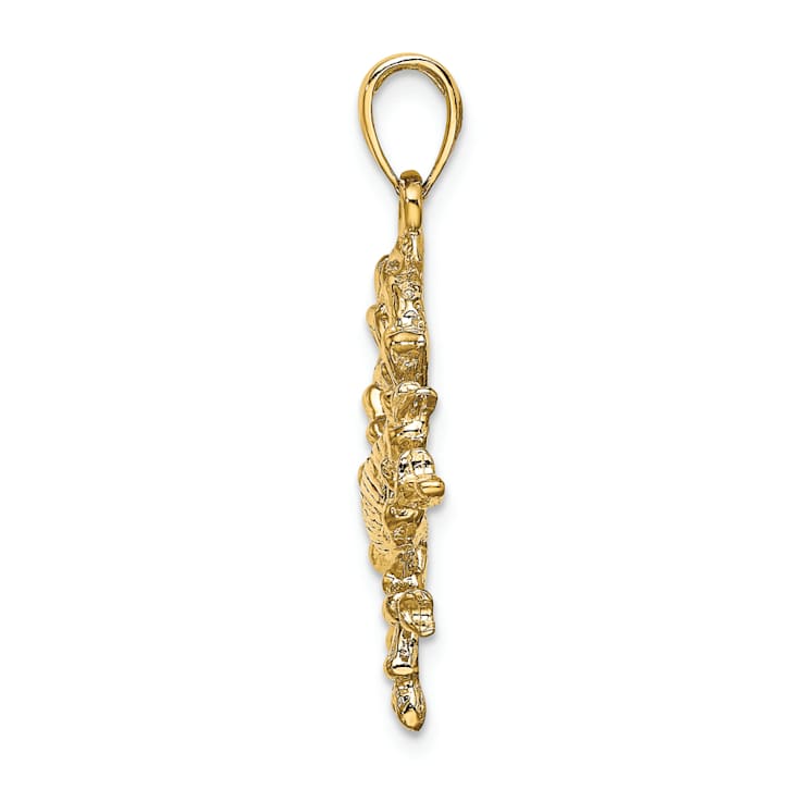 14k Yellow Gold 3D Textured Large Cancer Zodiac pendant