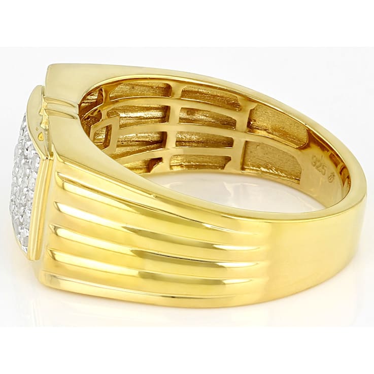 White Diamond 14k Yellow Gold Over Sterling Silver Mens Ring 0.40ctw