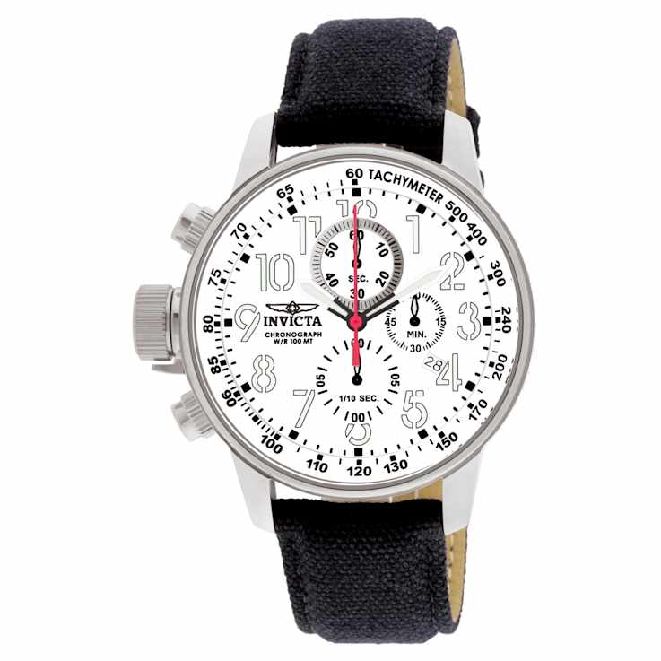 Invicta I-Force 46mm White Dial Canvas Band Quartz Watch