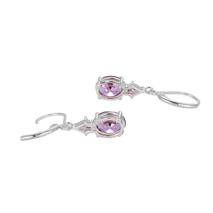 Purple Cubic Zirconia Platinum Over Sterling Silver February Birthstone
Earrings 6.56ctw