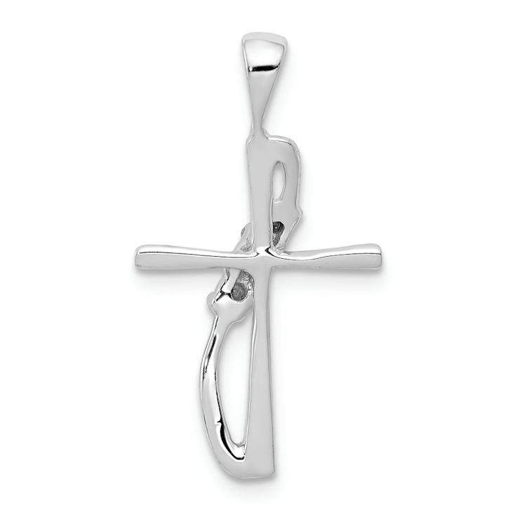 Rhodium Over 14k White Gold Diamond Cross Pendant