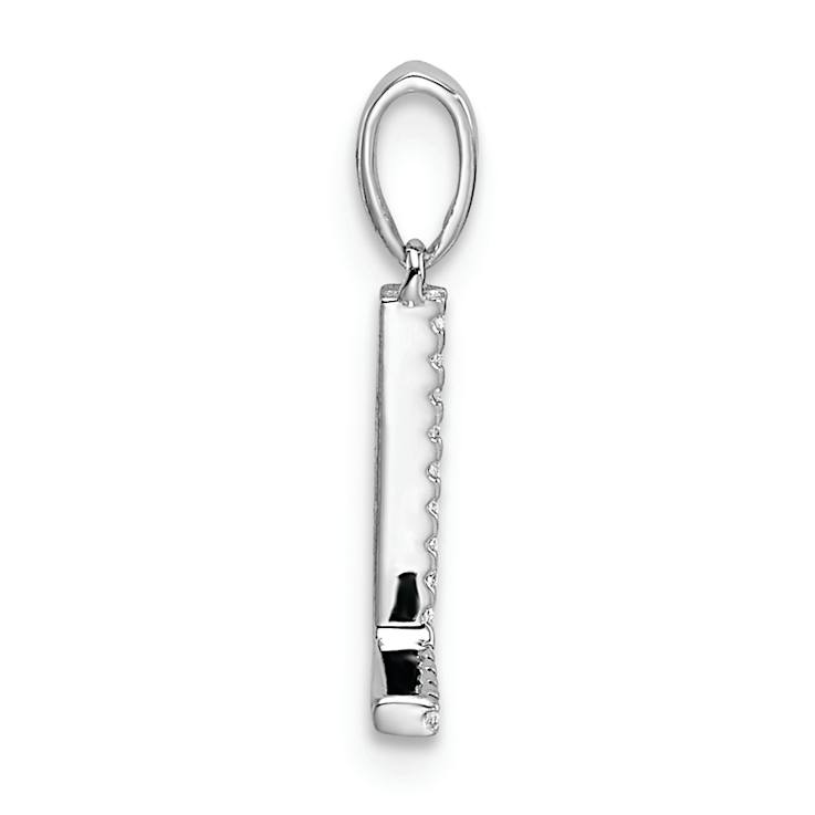 Rhodium Over 14k White Gold Diamond Letter L Initial Pendant