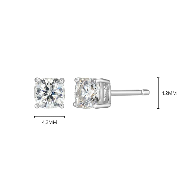 Square Cushion Cut Moissanite Platineve Stud Earrings 0.66ctw DEW