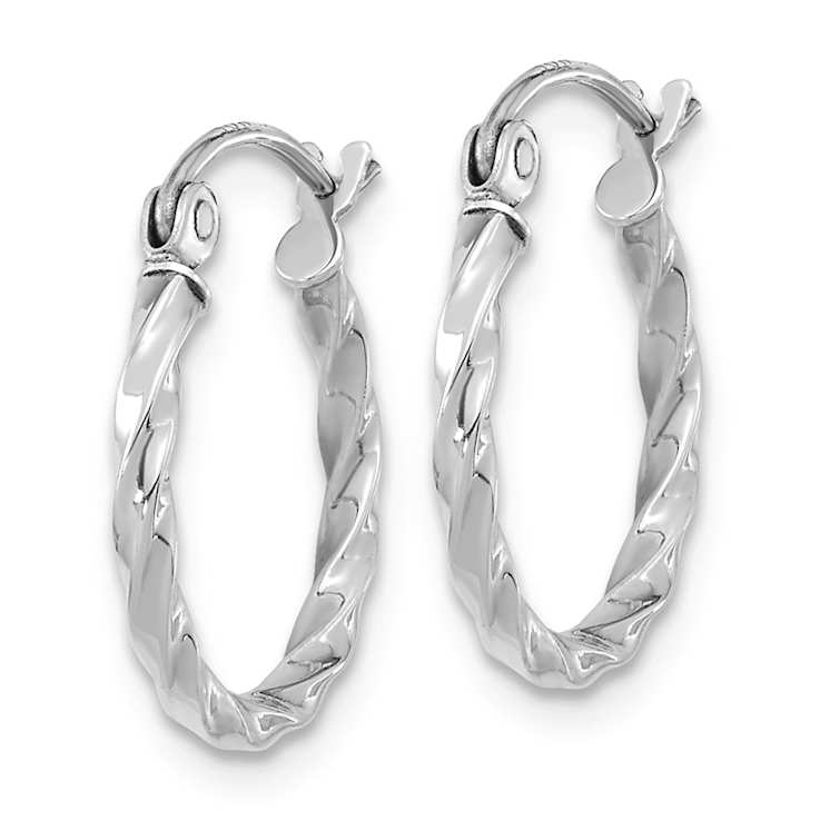 Twist Hoop Earrings In 10K White Gold