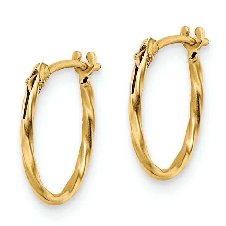 14K Yellow Gold Polished Twisted Hinged Hoop Earrings