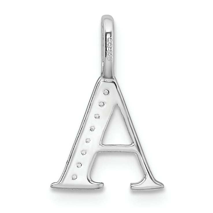 14K White Gold Diamond Letter A Initial Pendant