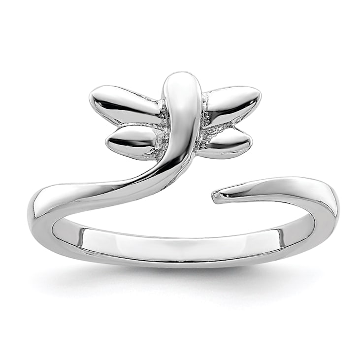 Rhodium Over Sterling Silver Dragonfly Toe Ring