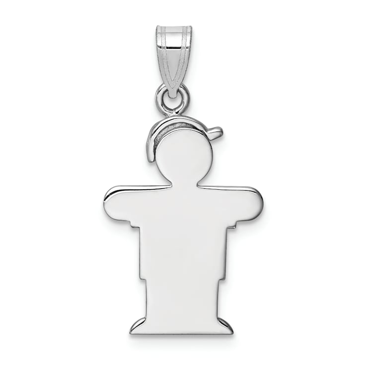 Rhodium Over 14k White Gold Satin Diamond Kid with Hat Pendant