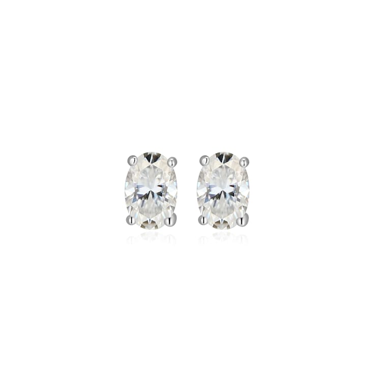 Oval Moissanite Platineve Stud Earrings 1.00ctw DEW