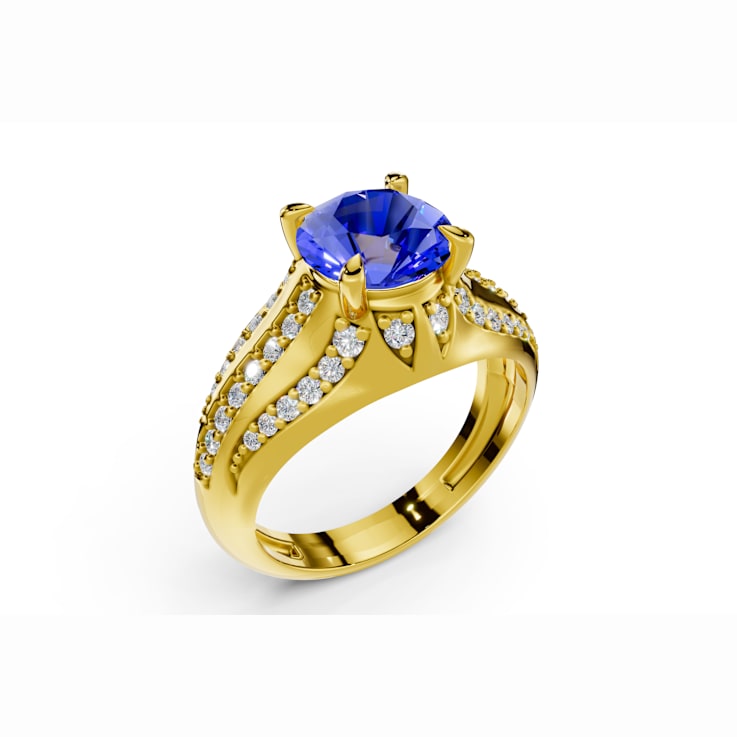 14K Yellow Gold Tanzanite and Diamond Ring 1.91 ctw