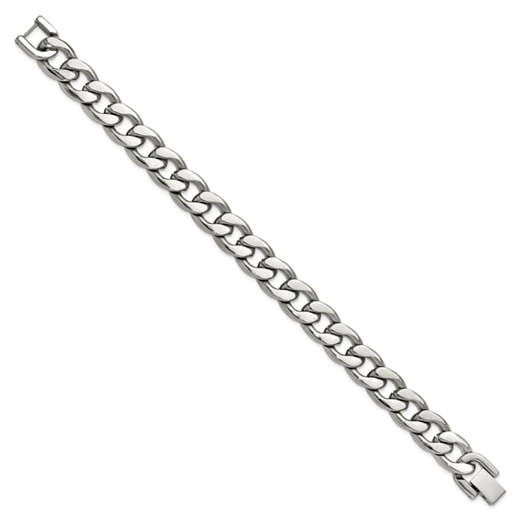 Stainless Steel 11mm Polished Curb Link Bracelet