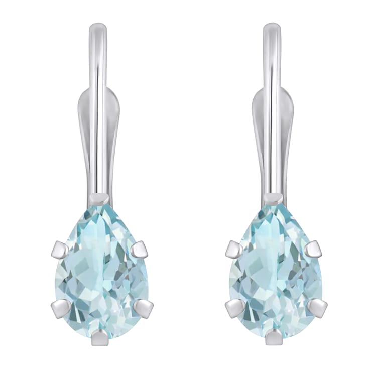 6x4mm Pear Shape Aquamarine Rhodium Over 10k White Gold Drop Earrings