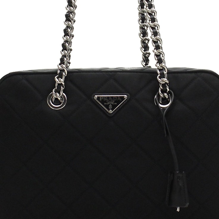 Prada Black Tessuto Nylon Quilted Shoulder Handbag 1CCYHA