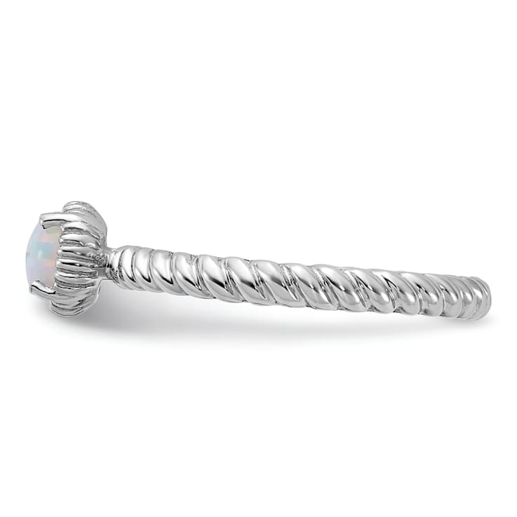 Sterling Silver Stackable Expressions Lab Created Opal Ring