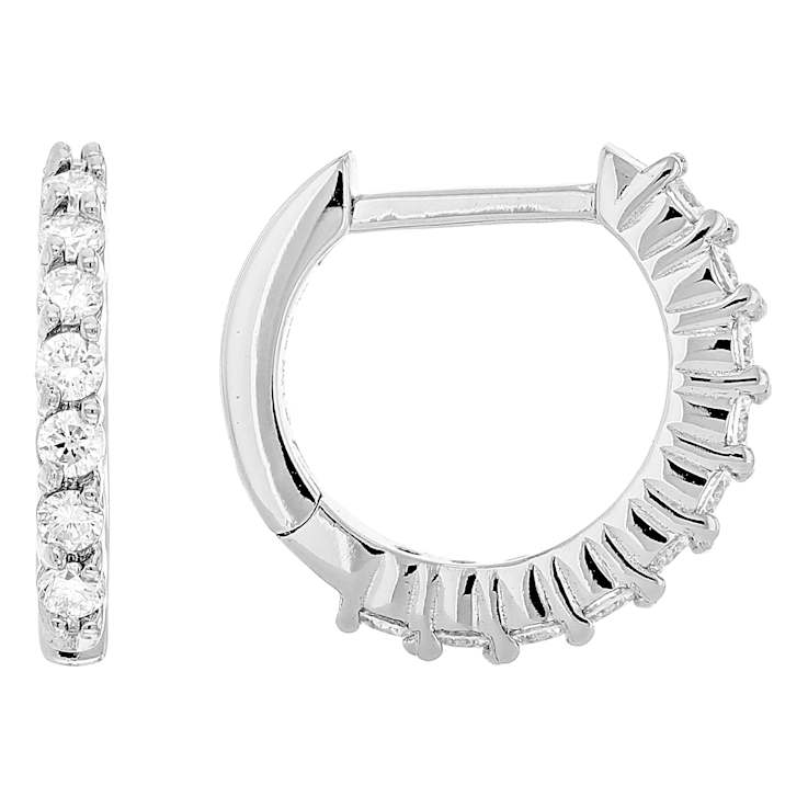 Lab-Grown Diamond Huggie And Hoop EarRing Set In PlatInum Over Sterling Silver