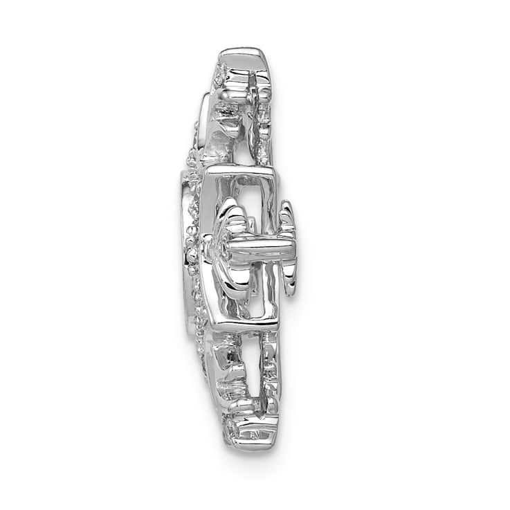 Rhodium Over 14k White Gold Vibrant Moving Diamond Snowflake chain slide
