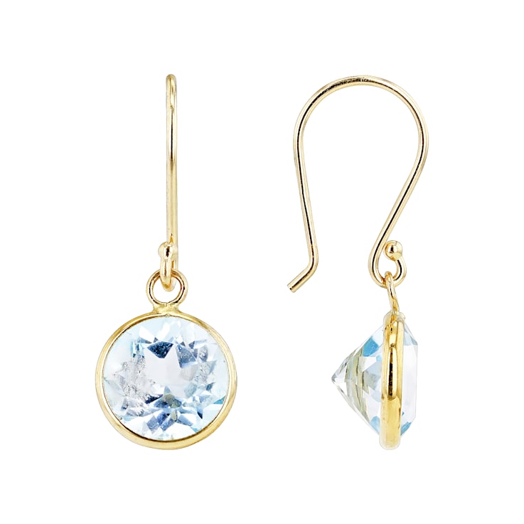 Sky Blue Topaz 14k Yellow Gold Dangle Earrings 5.00ctw