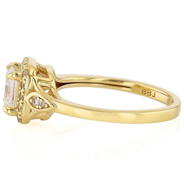 Diamond Simulant Square Octagonal And White Zircon Ring In 18K Gold Over
Sterling Silver 1.67ctw