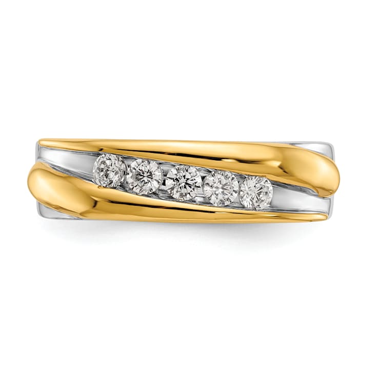 14K Yellow and White Gold Lab Grown Diamond SI1/SI2, G H I, Men's Band