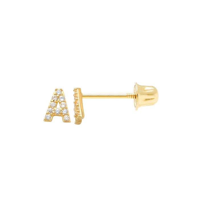 14k Yellow Gold Initial Earrings -A