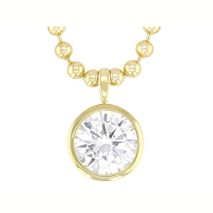 Large Round Moissanite Solitaire Pendant Necklace In 14K Gold Over
Sterling Silver