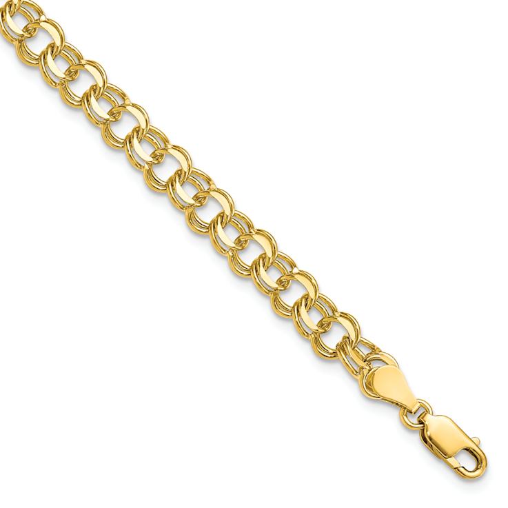 10k Yellow Gold 5.5mm Double Link Charm Bracelet