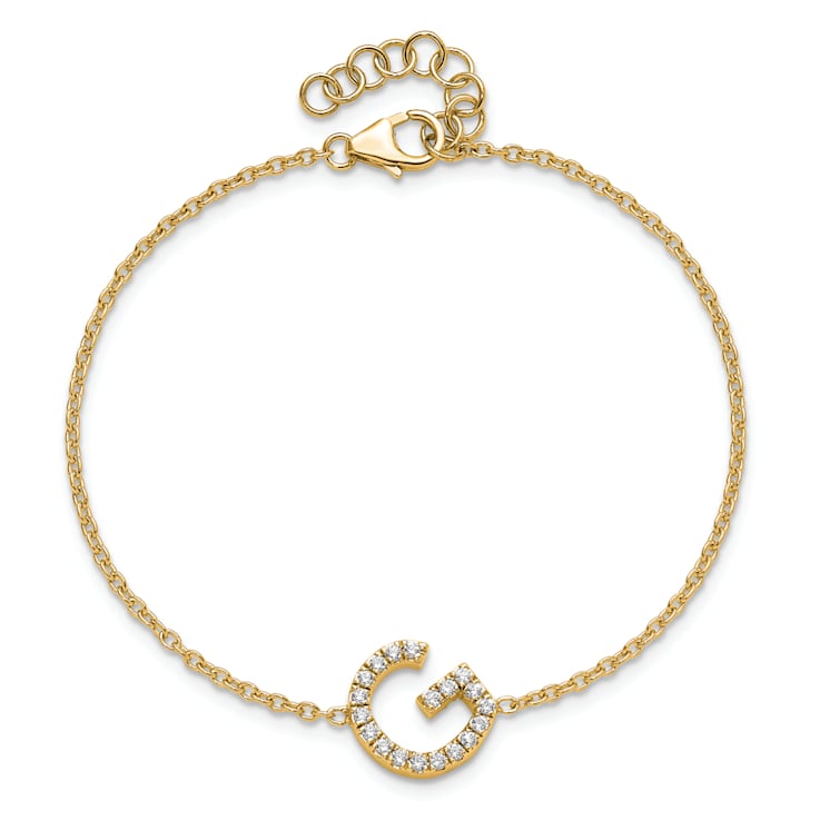 14k Yellow Gold Diamond Sideways Letter G Bracelet