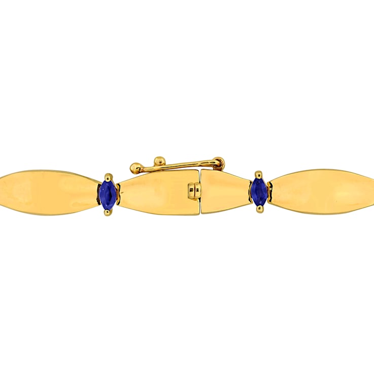 Blue Sapphire 10K Yellow Gold Bracelet 1.32ctw