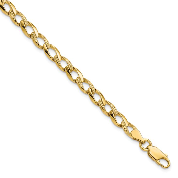 10k Yellow Gold 5.25mm Textured Fancy Link Bracelet