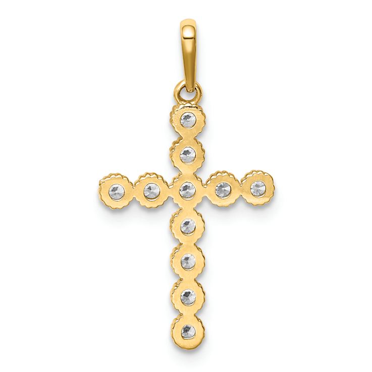 14k Yellow Gold Cubic Zirconia Cross Pendant