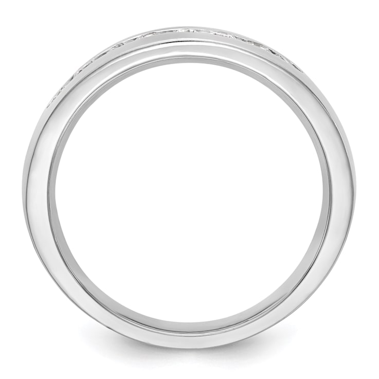 Rhodium Over 14K White Gold Lab Grown Diamond Men's Band