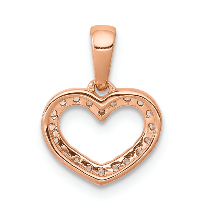 14k Rose Gold Diamond Heart Pendant