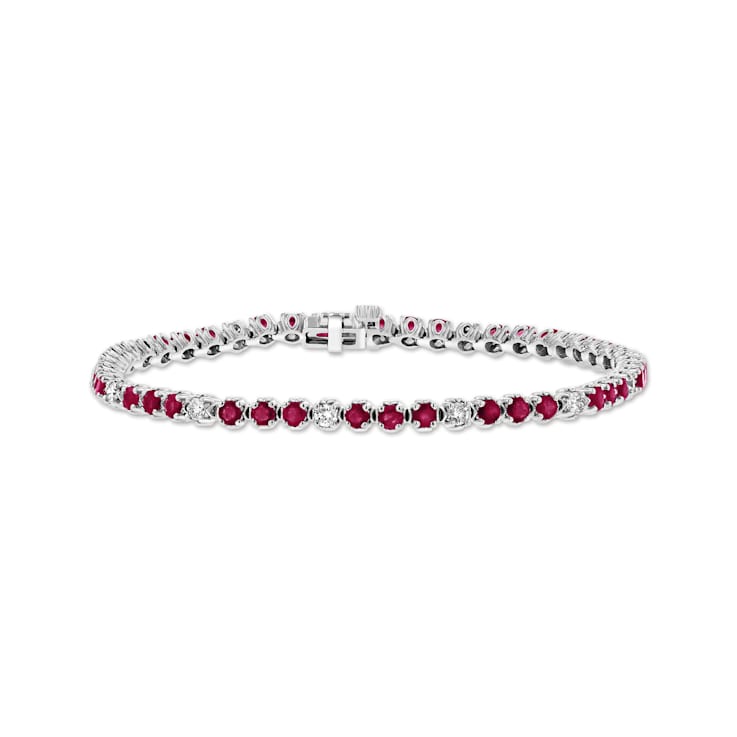 3.09ctw Ruby and Diamond  Bracelet in 14k White Gold