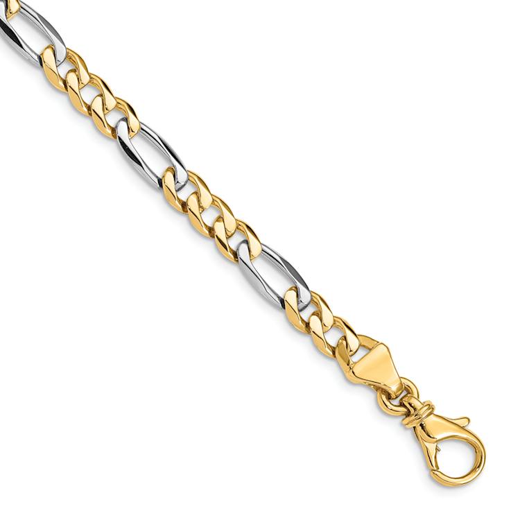 10k Yellow Gold and 10k White Gold 5.8mm Hand Polished Fancy Figaro Link Bracelet