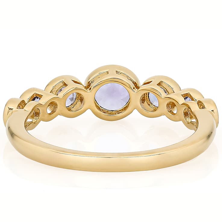 Blue Tanzanite Band Ring In 18K Gold Over Sterling Silver 0.94ctw