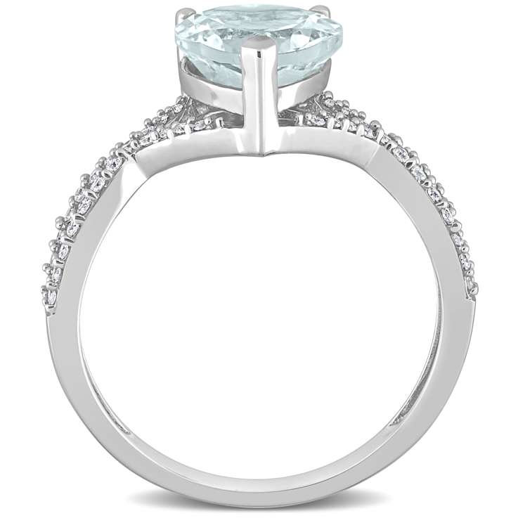 Aquamarine and Diamond 14K White Gold Infinity Ring 1.7ctw